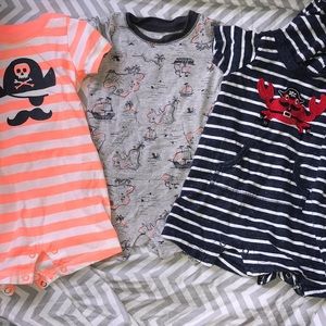 Lot of 3 pirate themed rompers